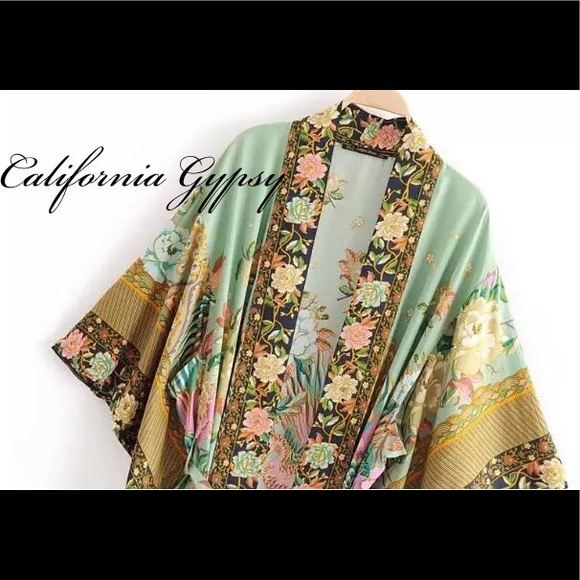 Gypsy Boho Hippie Floral Kimono Duster - Picture 10 of 13